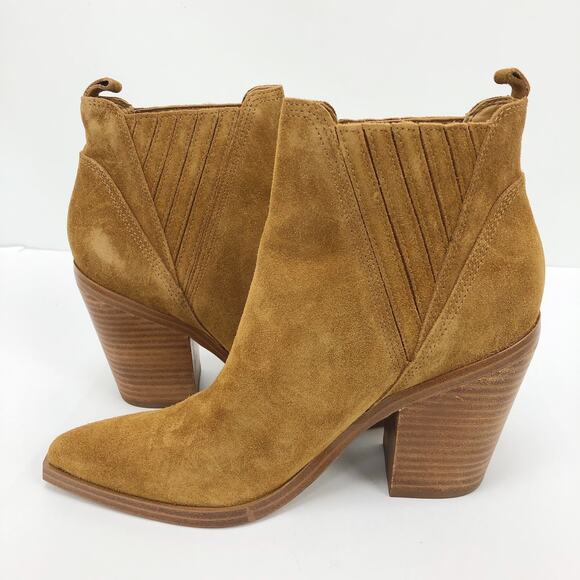 Marc Fisher Womens Gadri Booties 11 M Tan Suede Pointed Toe Heel Suede NWOB - Picture 3 of 10